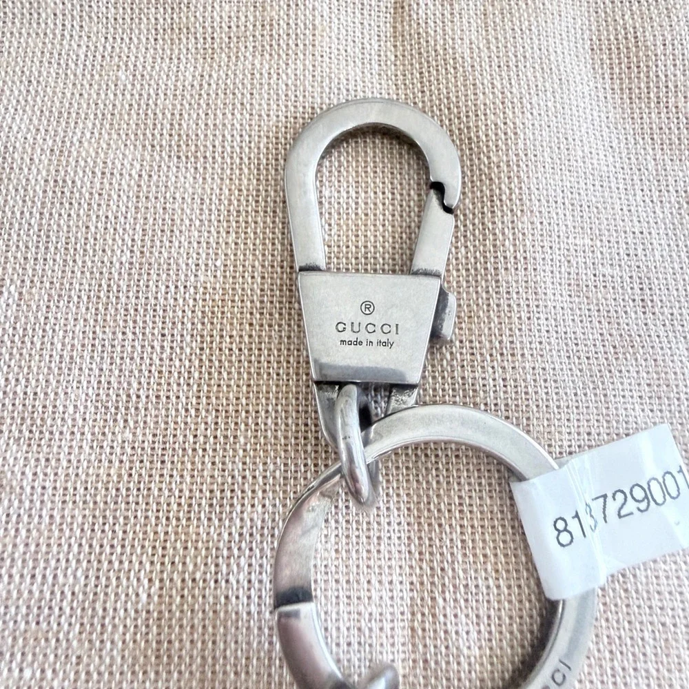 Gucci Marmont Double‎ G Key Chain Aged Palladium Silver Logo 817379 Italy